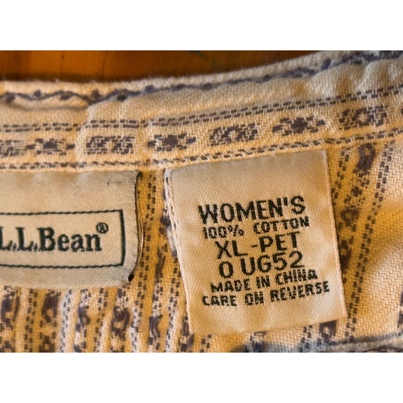 VTG LL BEAN Women XL Pet. Blue Dobby Stripe Pintuck Prairie Cottage Nightgown - Picture 5 of 9